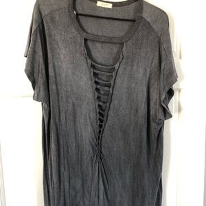 ODDY Tops - Grey tie neck top ODDY Tops - Grey tie neck top